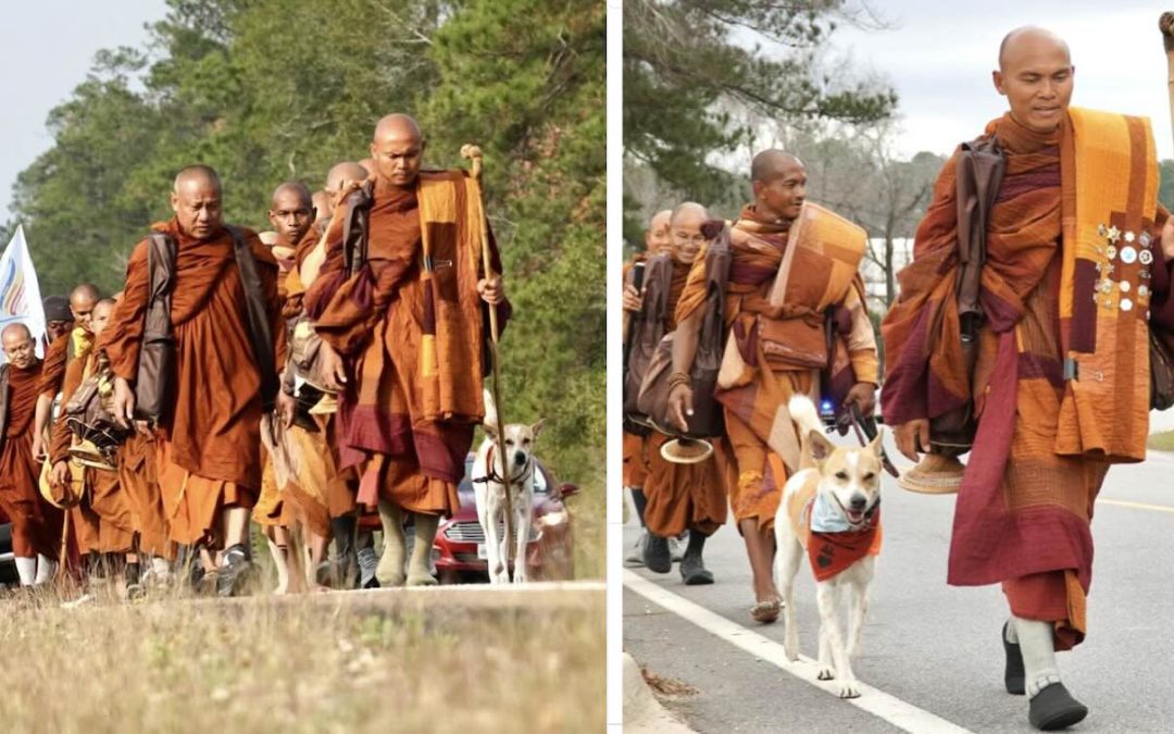 Buddhist Monks on Peace Walk Receive New Escort Vehicle Following Near Fatal Crash